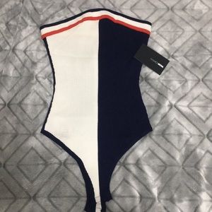 FashionNova Plaza Strapless Ribbed Bodysuit